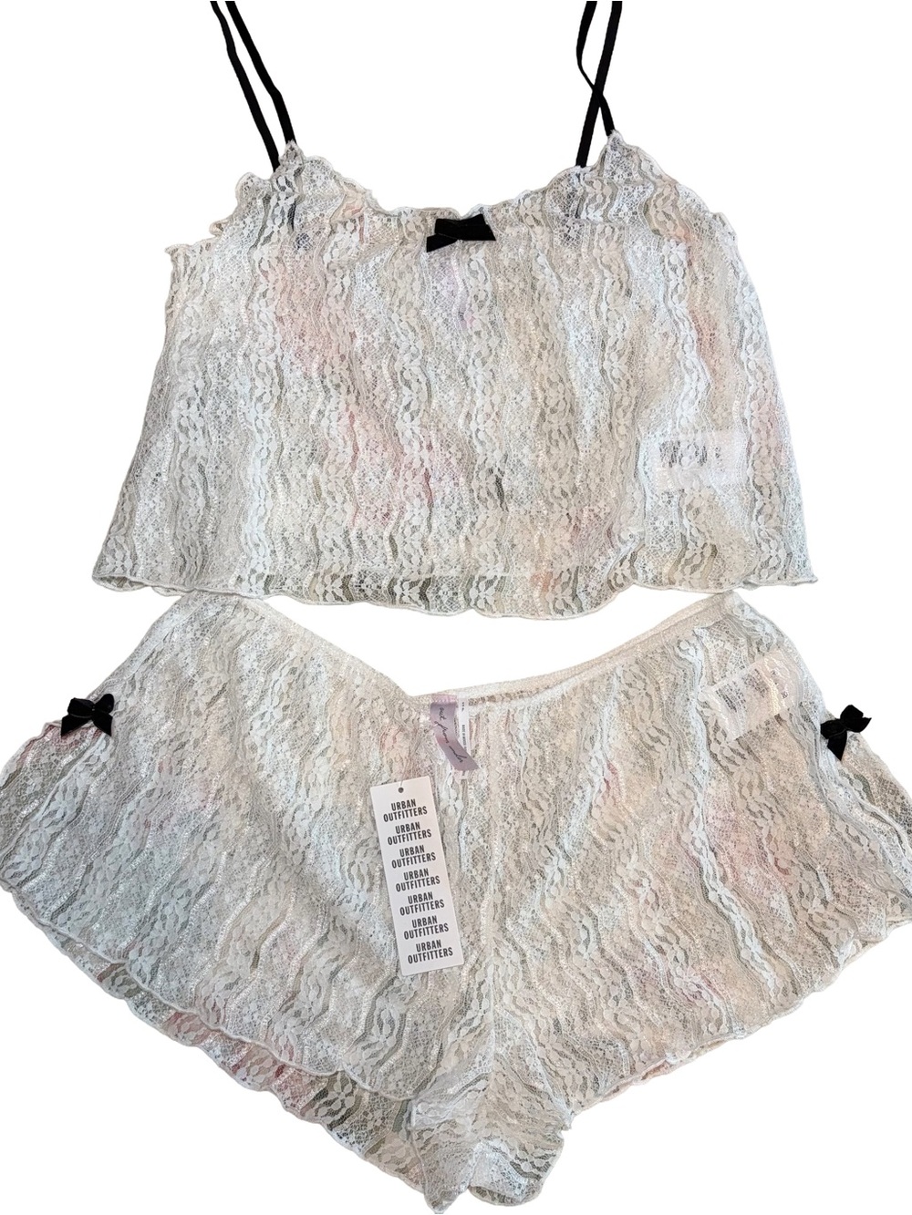 NWT Urban Outfitters Out from Under White Lace Cami and Shorts Pajama Set